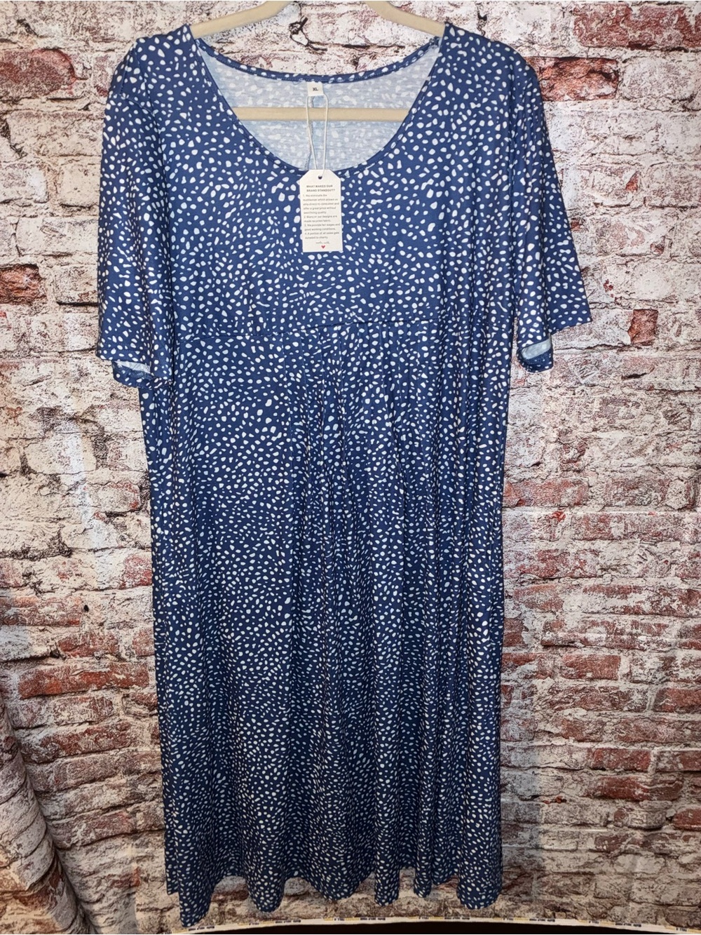 Navy Blue Dalmatian-Spot Midi Dress - Women